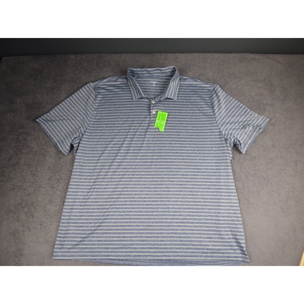 Crown & Ivy Golf Mens XXL Blue Striped Short Sleeve Polo Shirt New